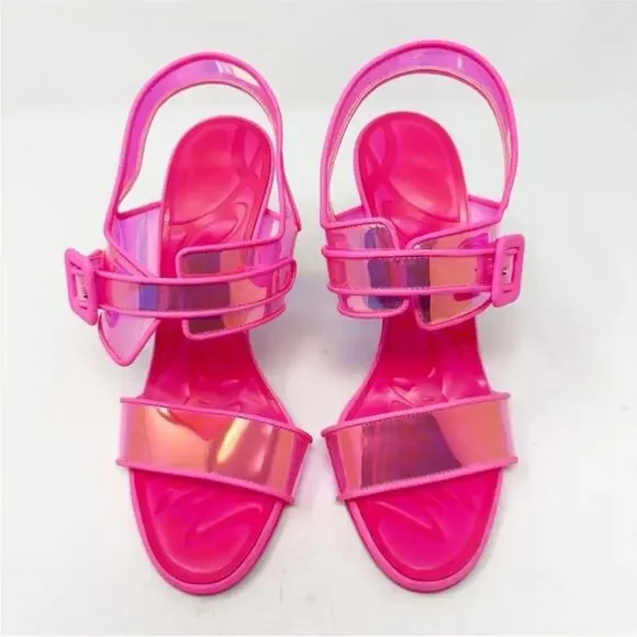Christian Louboutin Loubi Duniss PVC Pink Iridescent Heels Womens Size EU 37 - Picture 4 of 11